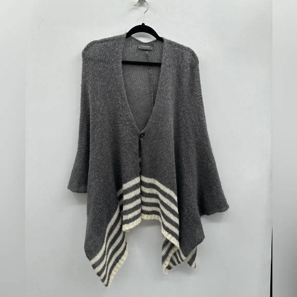Wooden Ships S-M grey-white cotton serape woman lightweight corpcore wool wrap - Picture 2 of 8